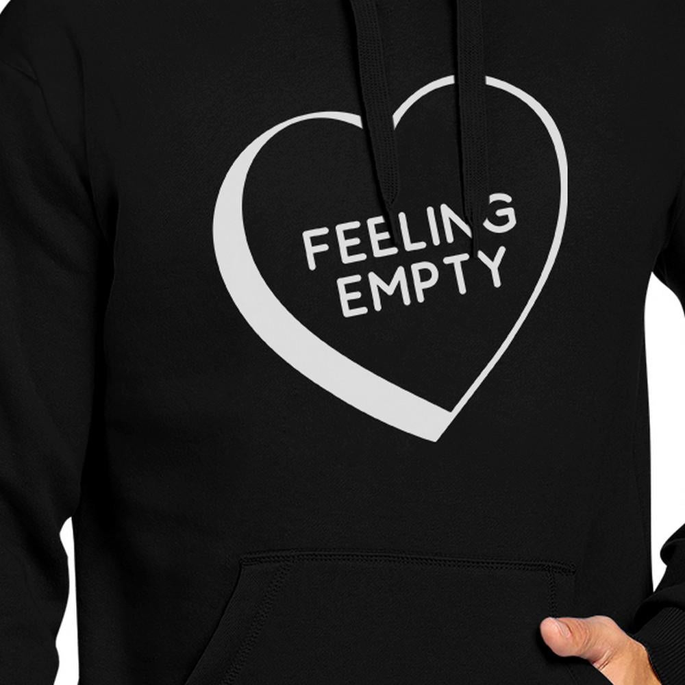 Feeling Empty Heart Unisex Black Hoodie Letter Printed Cute Design