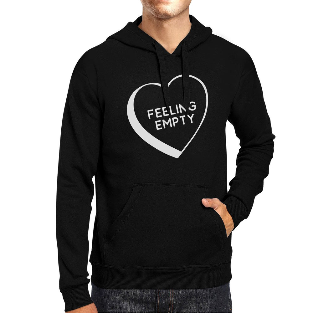 Feeling Empty Heart Unisex Black Hoodie Letter Printed Cute Design