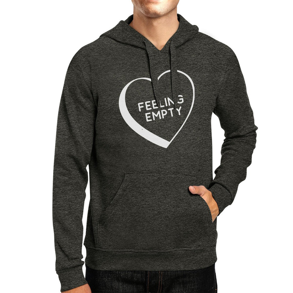 Feeling Empty Heart Unisex Dark Grey Funny Saying Graphic Hoodie