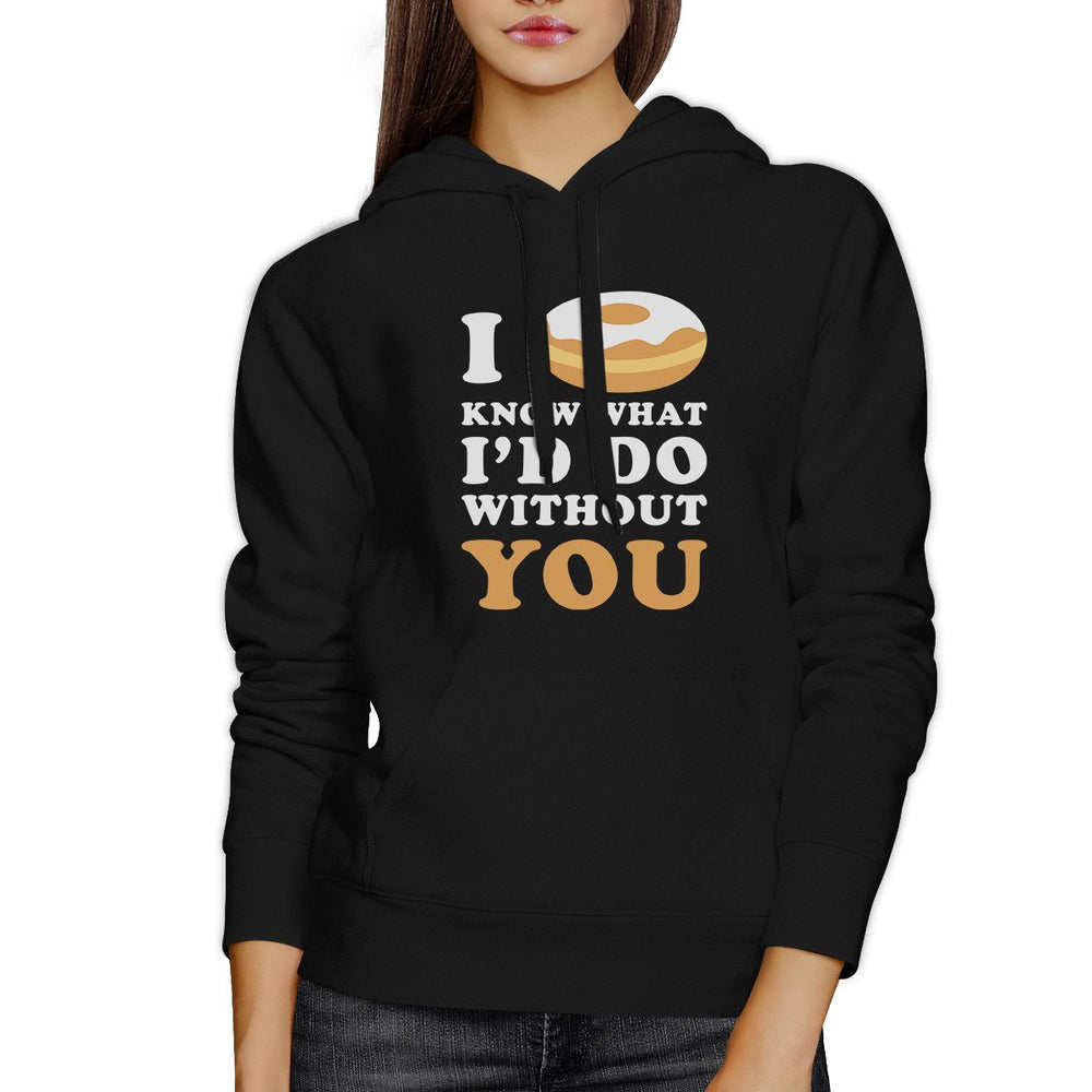 I Doughnut Know Unisex Black Graphic Hoodie Cute Design Fleece