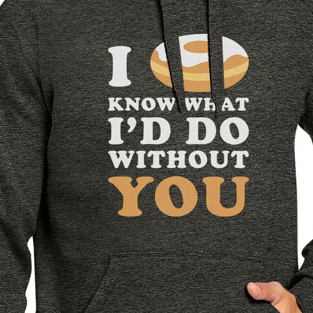 I Doughnut Know Unisex Dark Grey Cute Hoodie Fleece Simple Design