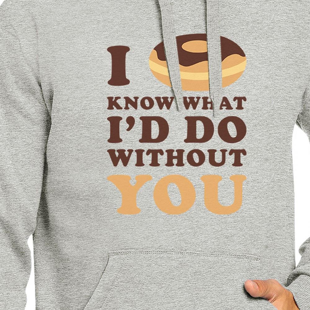 I Doughnut Know Unisex Grey Graphic Hoodie Unique Design Pullover