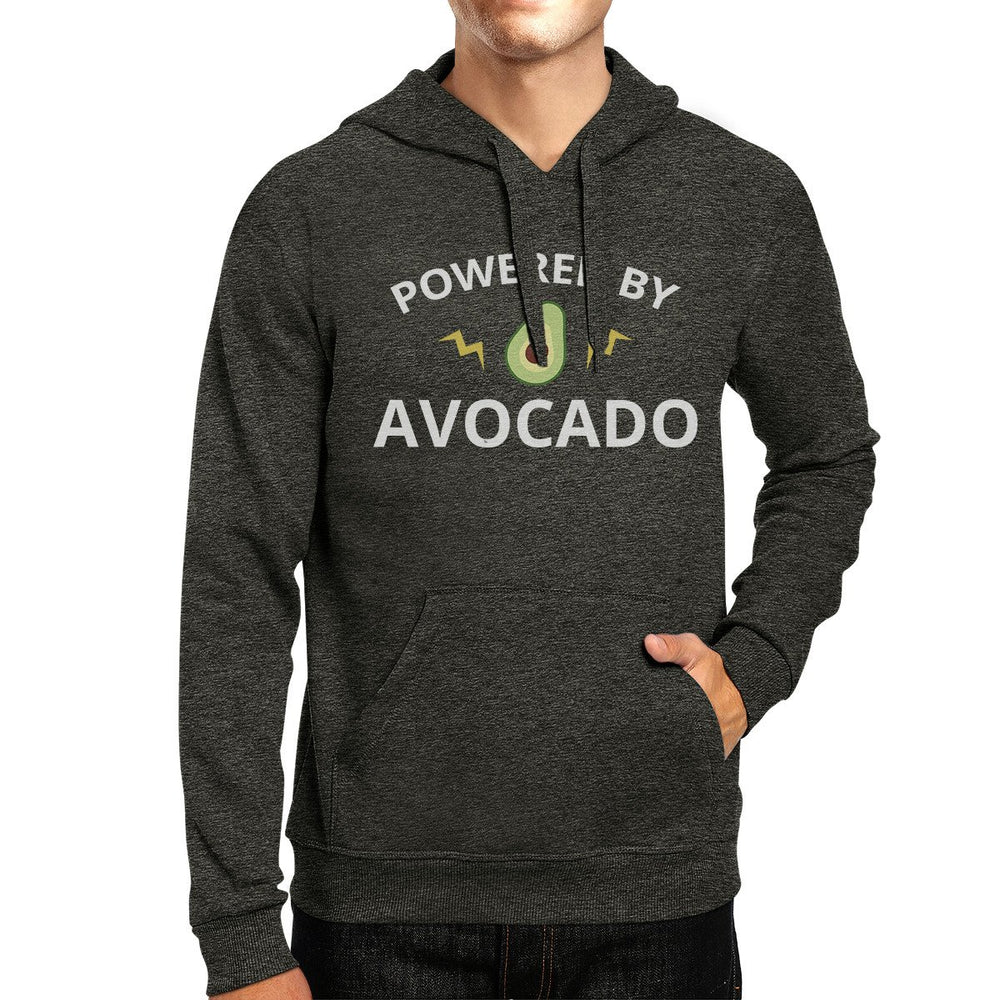 Powered By Avocado Dark Grey Cute Graphic Hoodie With Front Pocket