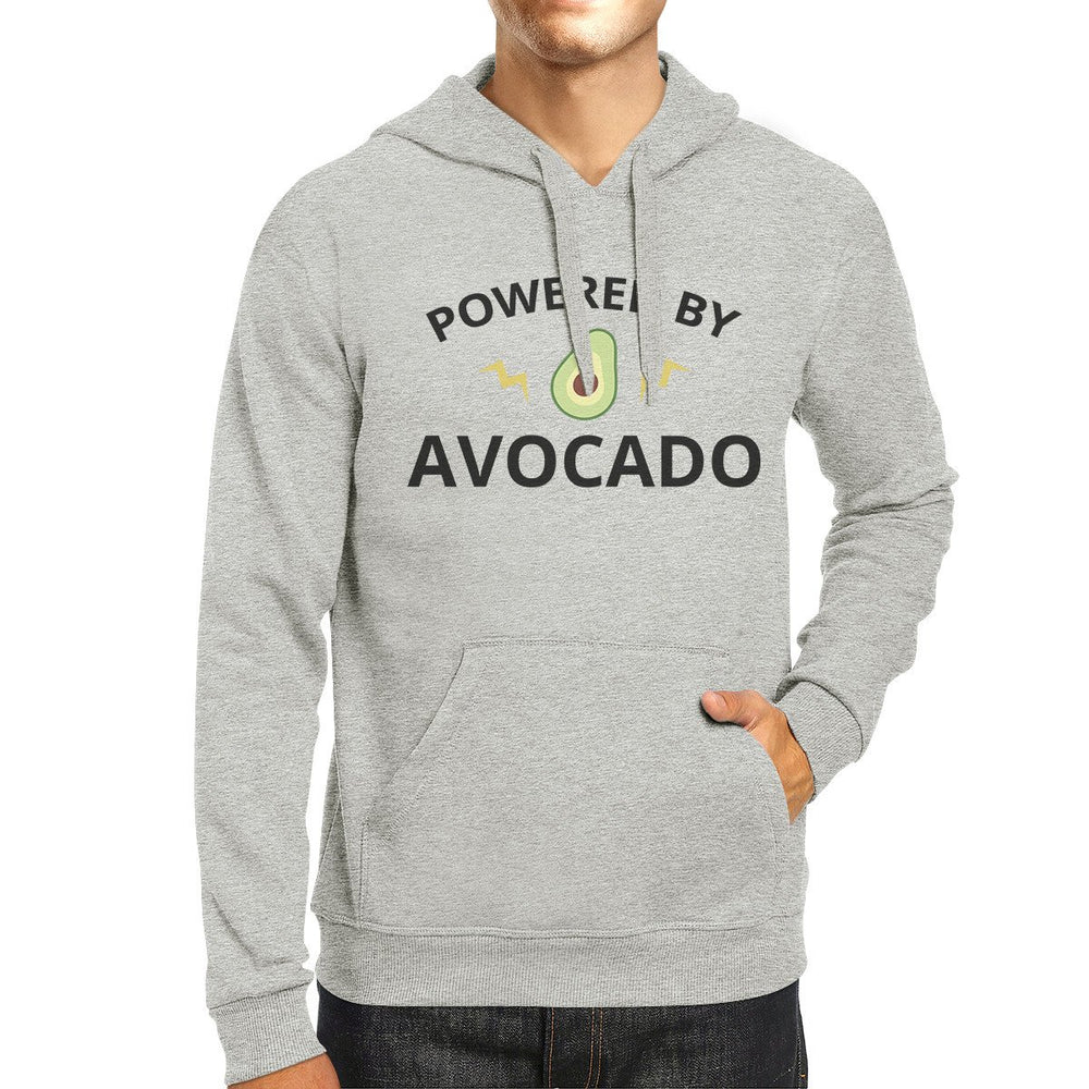 Powered By Avocado Unisex Gray Hoodie Crewneck Trendy Design Fleece