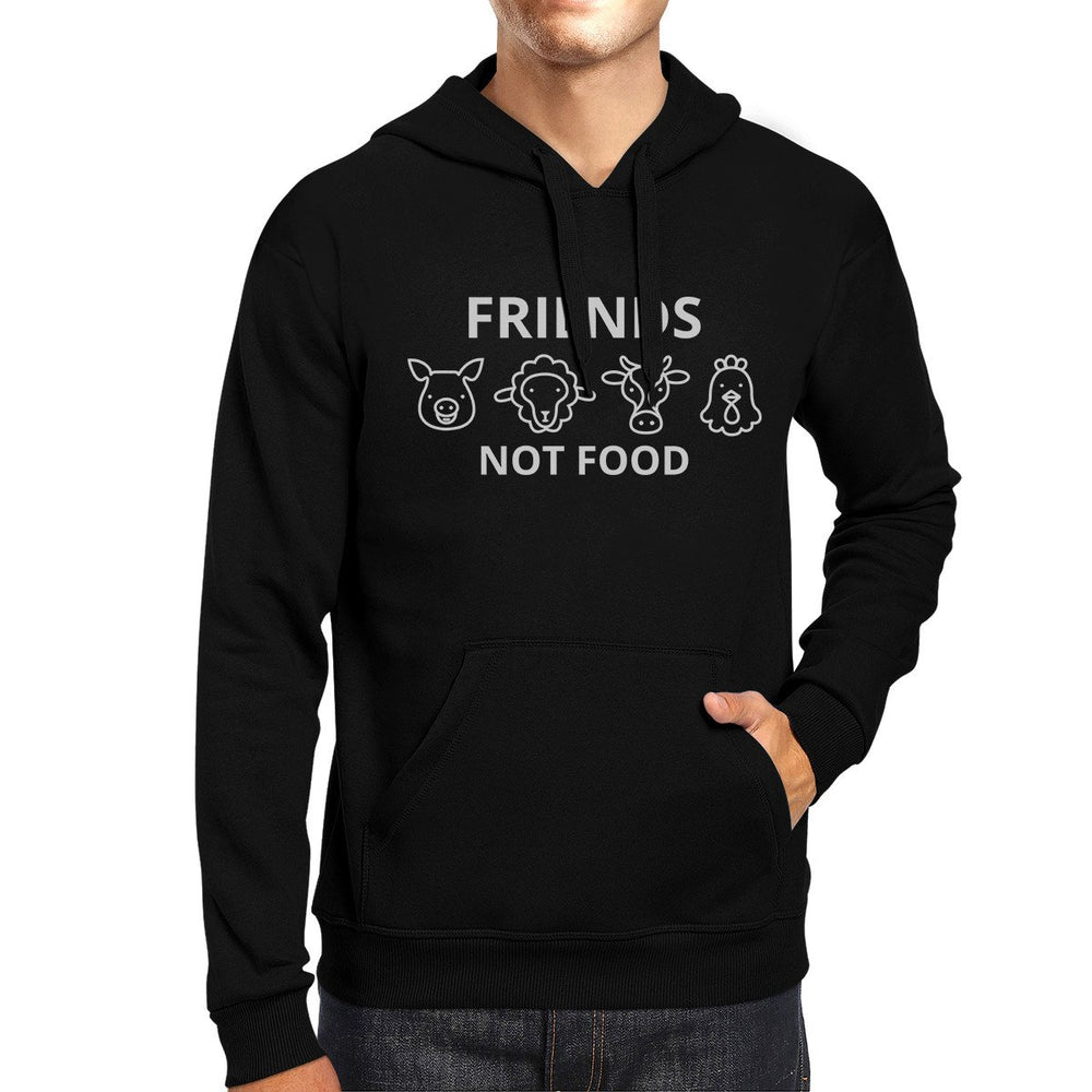 Friends Not Food Unisex Black Hoodie Unique Animal Design Gift Idea