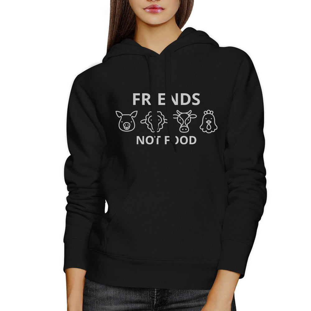 Friends Not Food Unisex Black Hoodie Unique Animal Design Gift Idea