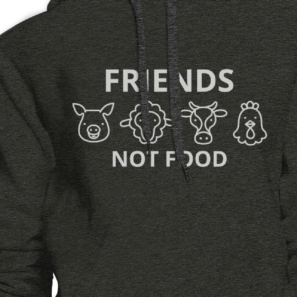 Friends Not Food Unisex Dark Grey Round Neck Hoodie Pullover Fleece