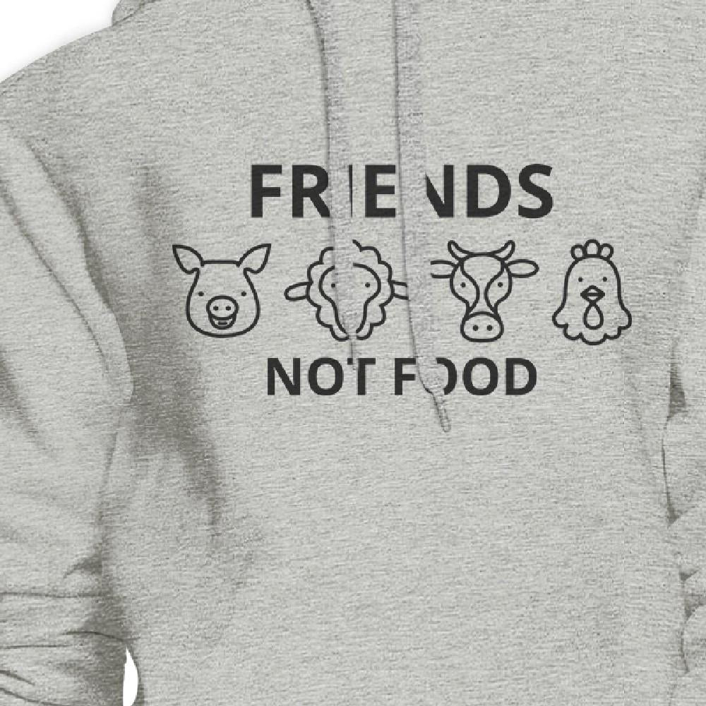 Friends Not Food Unisex Gray Hoodie Trendy Design Funny Graphic