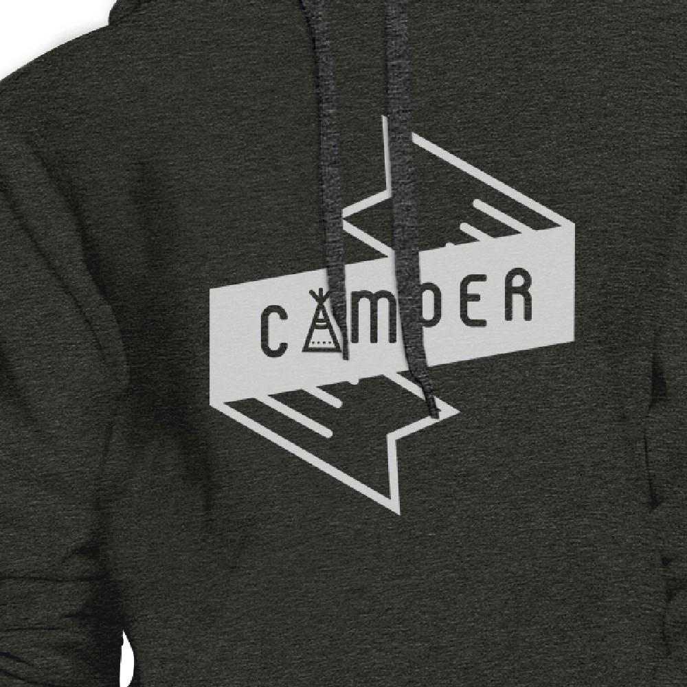 Camper Unisex Dark Gray Graphic Hoodie Round Neck Pullover Fleece