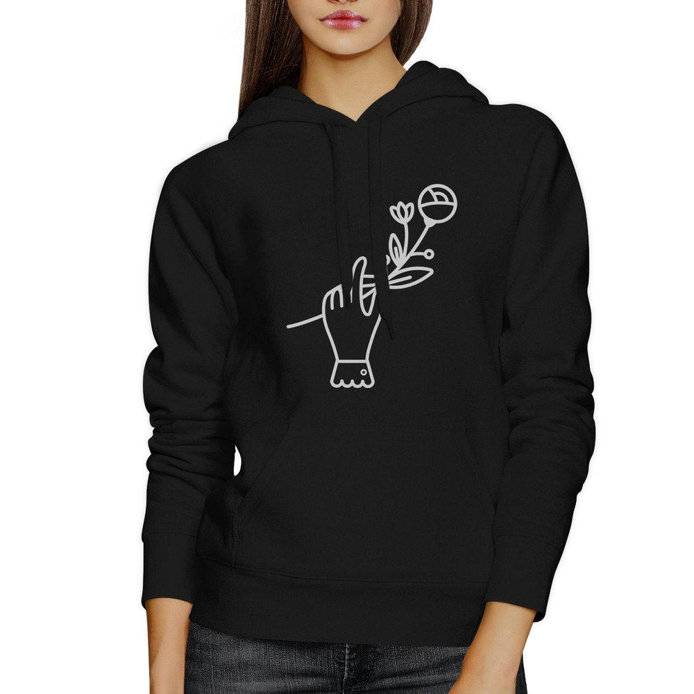 Hand Holding Flower Unique Design Graphic Fleece Hoodie For Friends