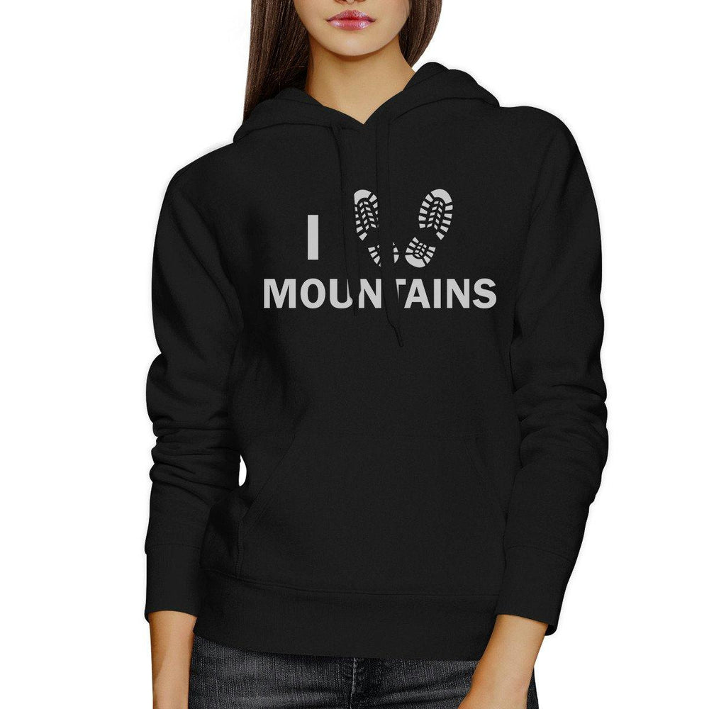 I Heart Mountains Unisex Black Hoodie Gift Idea For Mountain Lovers