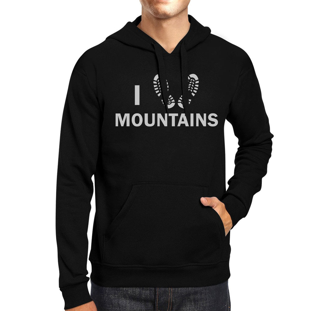 I Heart Mountains Unisex Black Hoodie Gift Idea For Mountain Lovers