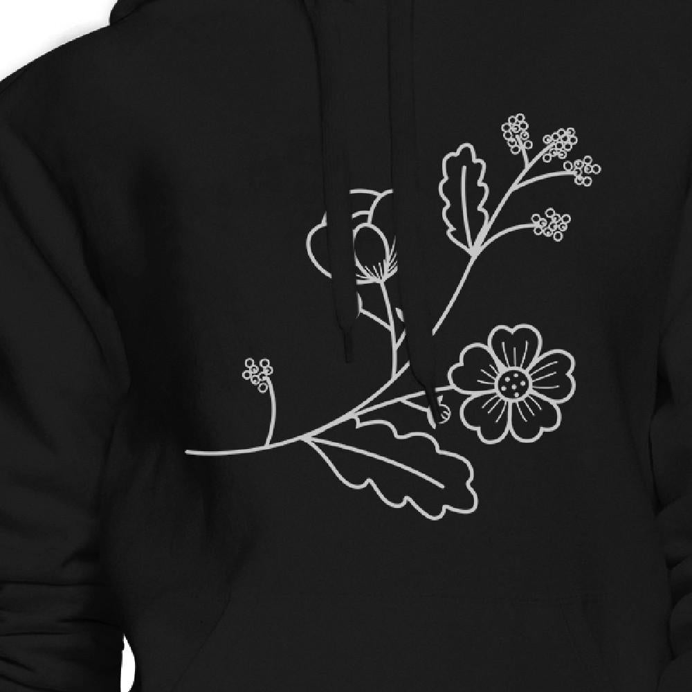 Flower Unisex Hoodie Lovely Flower Design Roundneck Pullover Fleece