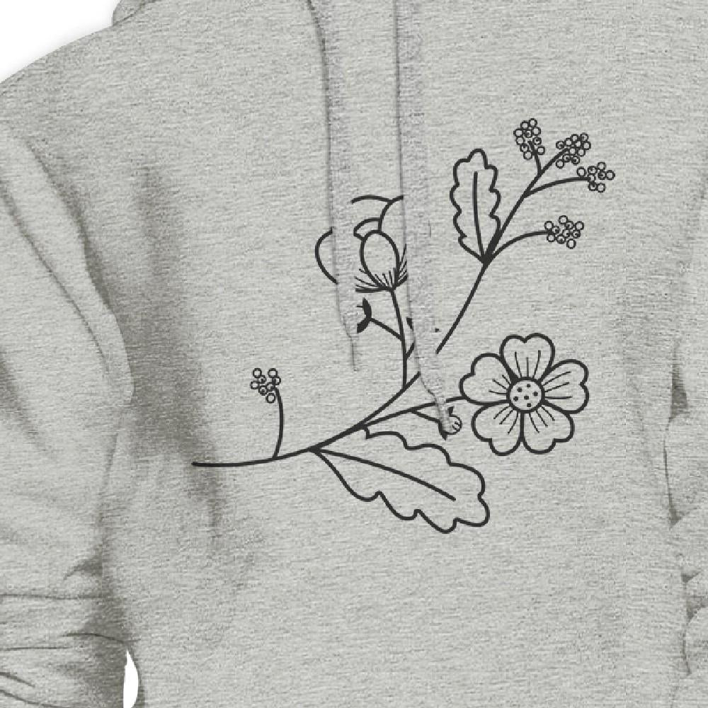 Flower Unisex Hoodie Cute Flower Design Round neck Pullover Fleece