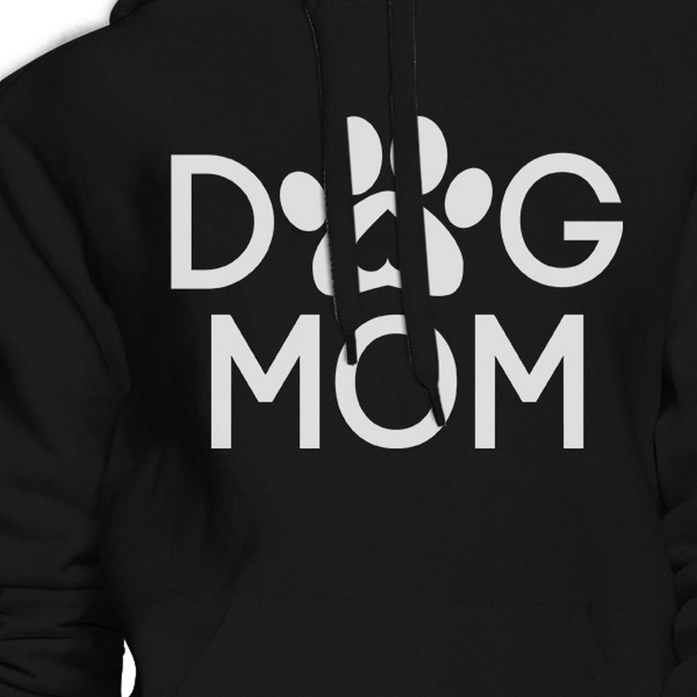 Dog Mom Unisex Black Cute Graphic Hoodie For Dog Owners Round Neck