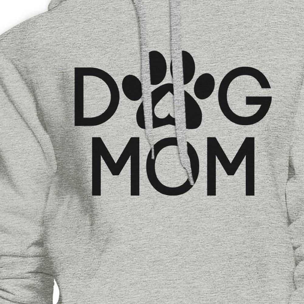 Dog Mom Unisex Grey Cute Graphic Hoodie For Dog Owners Round Neck