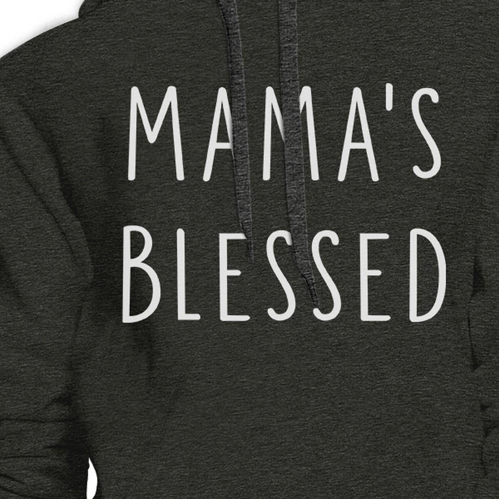 Mama's Blessed Dark Gray Unisex Hoodie Simple Design Fleece For Her