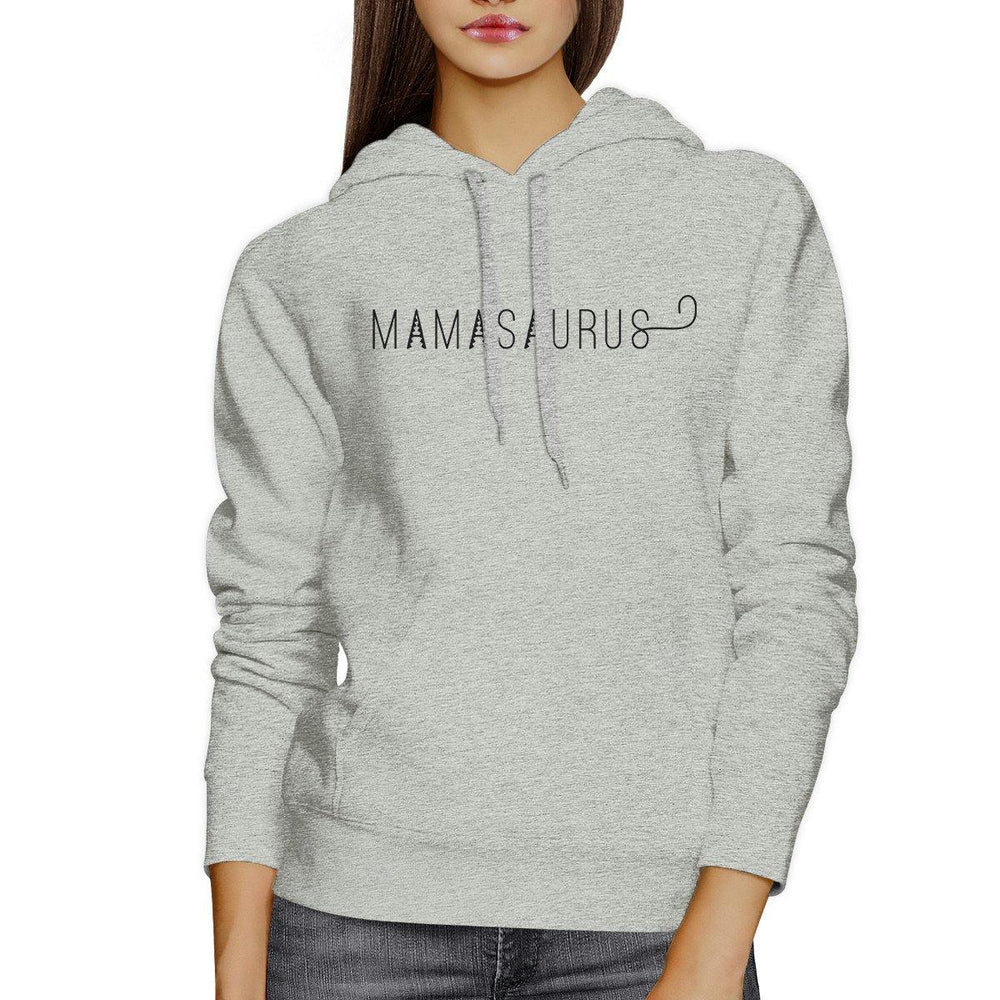 Mamasaurus Gray Round Neck Simple Graphic Hoodie Mom of Boys