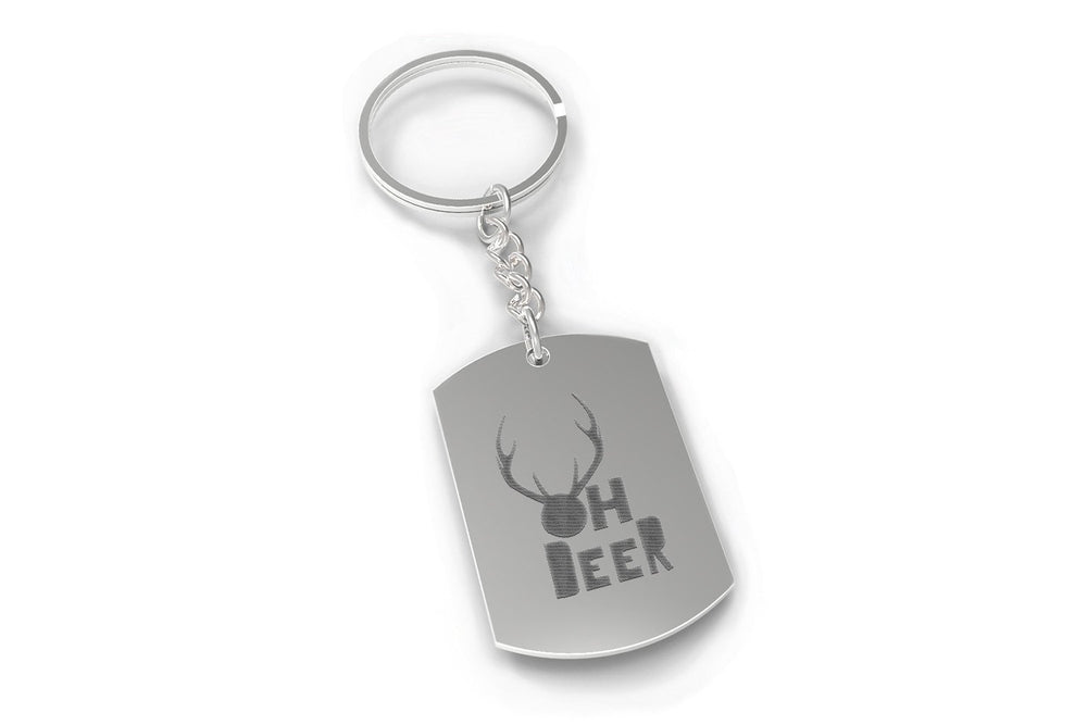 Oh Deer Holiday Keychain Christmas Gift Idea Cute Engraved Key Ring