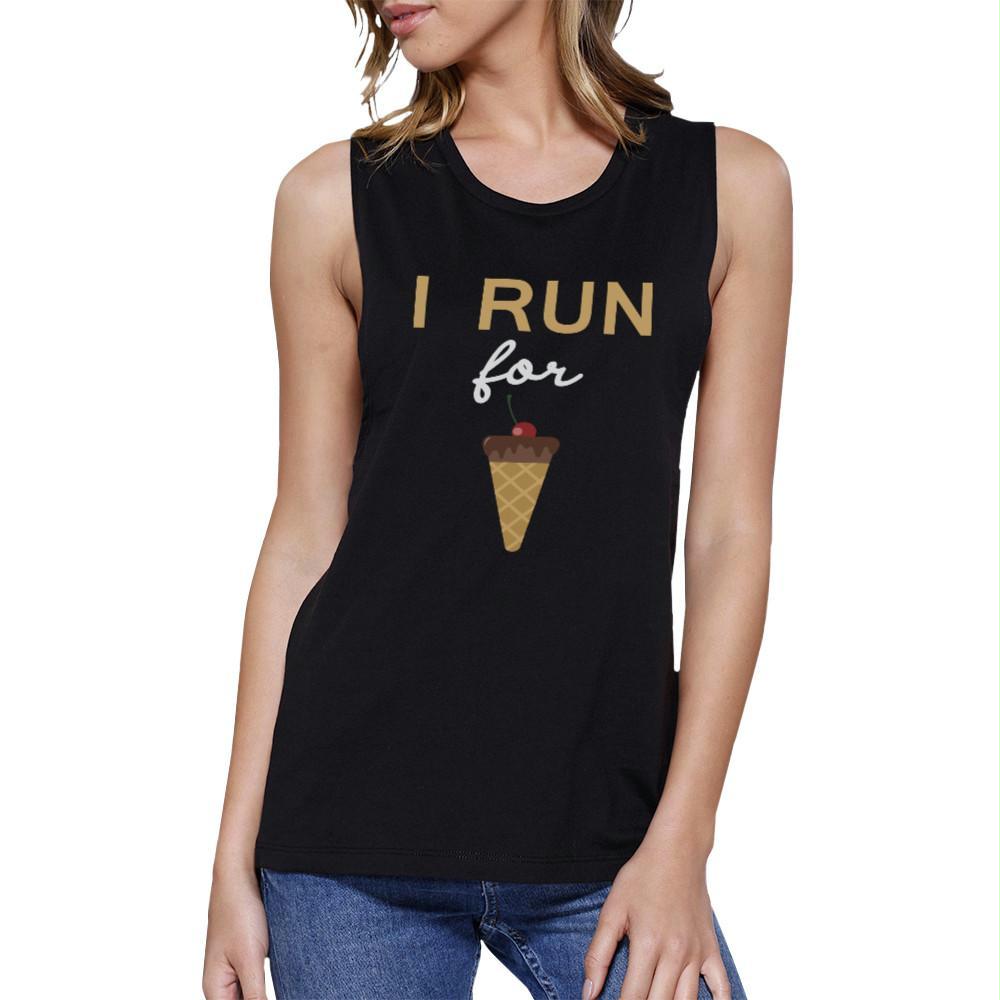 I Run For Ice Cream Funny Graphic Design Printed Women's Crop Top