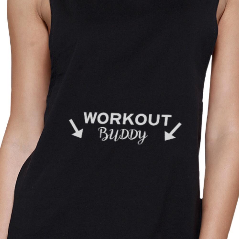 Workout Buddy Black Muscle Tank Top Work Out Sleeveless Muscle Tee