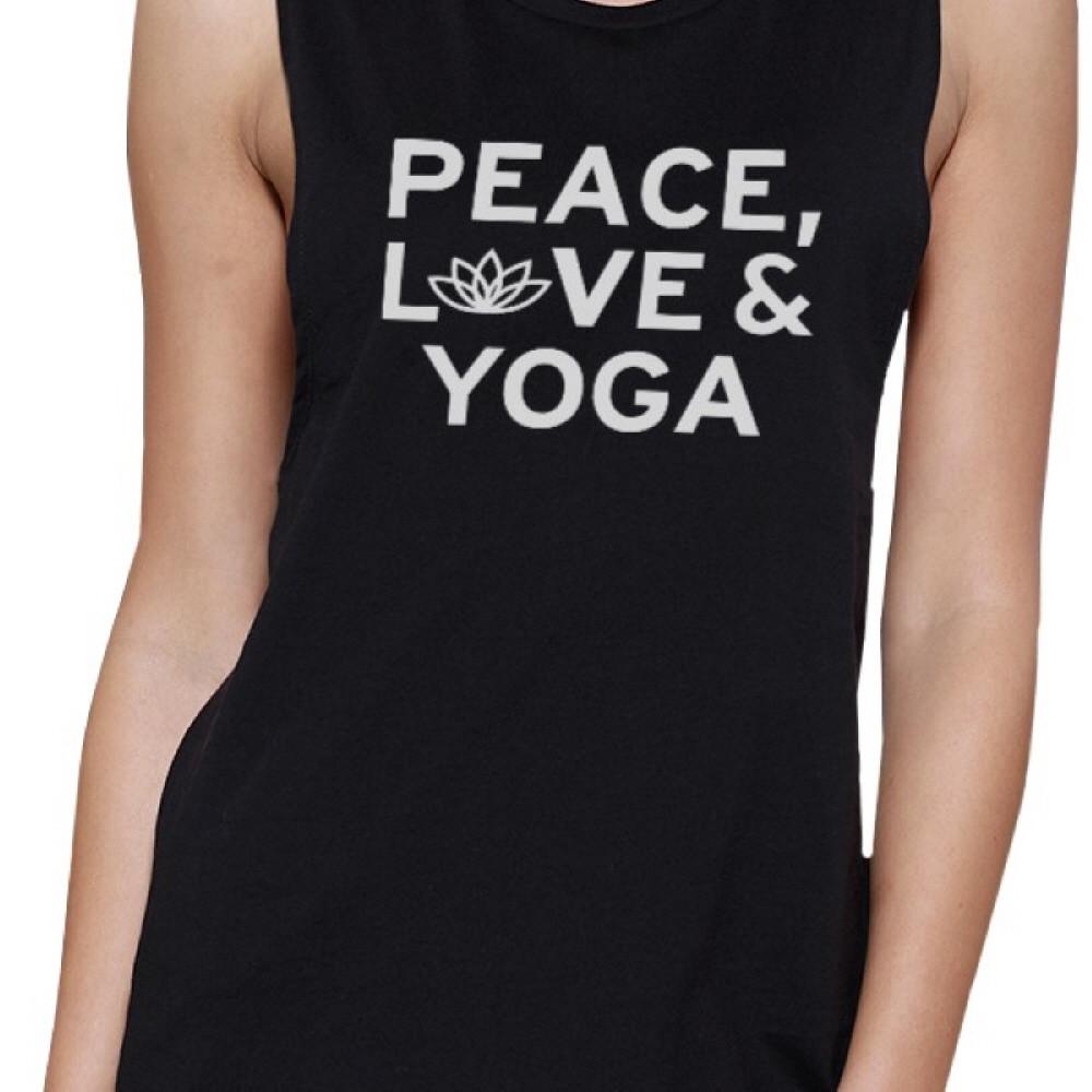 Peace Love Yoga Muscle Tee Yoga Work Out Tank Top Cute Yoga T-shirt