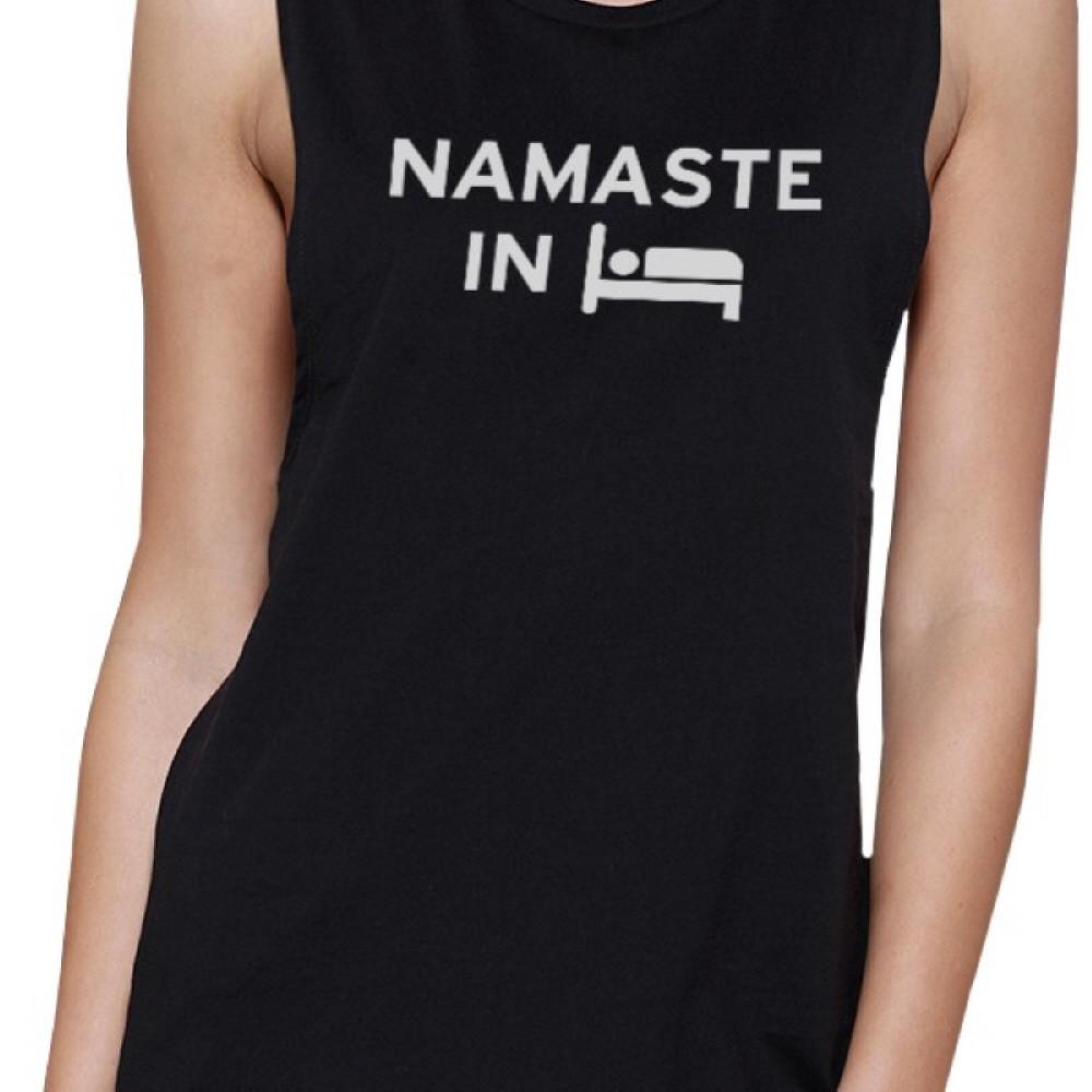 Namaste In Bed Muscle Tee Yoga Work Out Tank Top Cute Yoga T-shirt