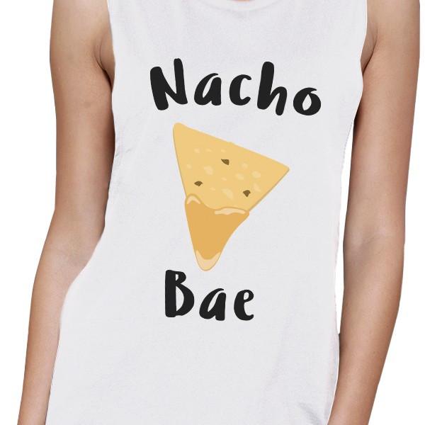 Nocho Bae Womens White Muscle Top Cute Design Tanks For Food Lovers