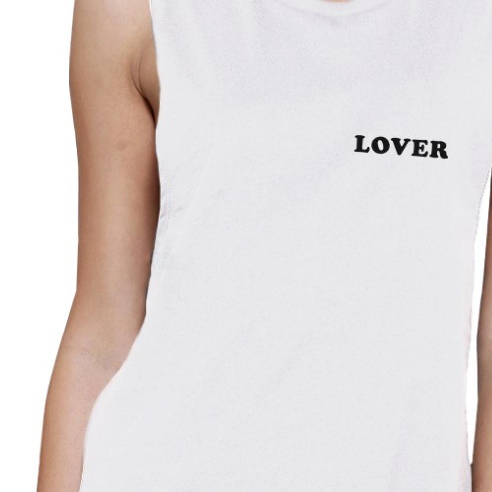 Lover Women's White Muscle Top Cute Simple Quote Round-neck Top