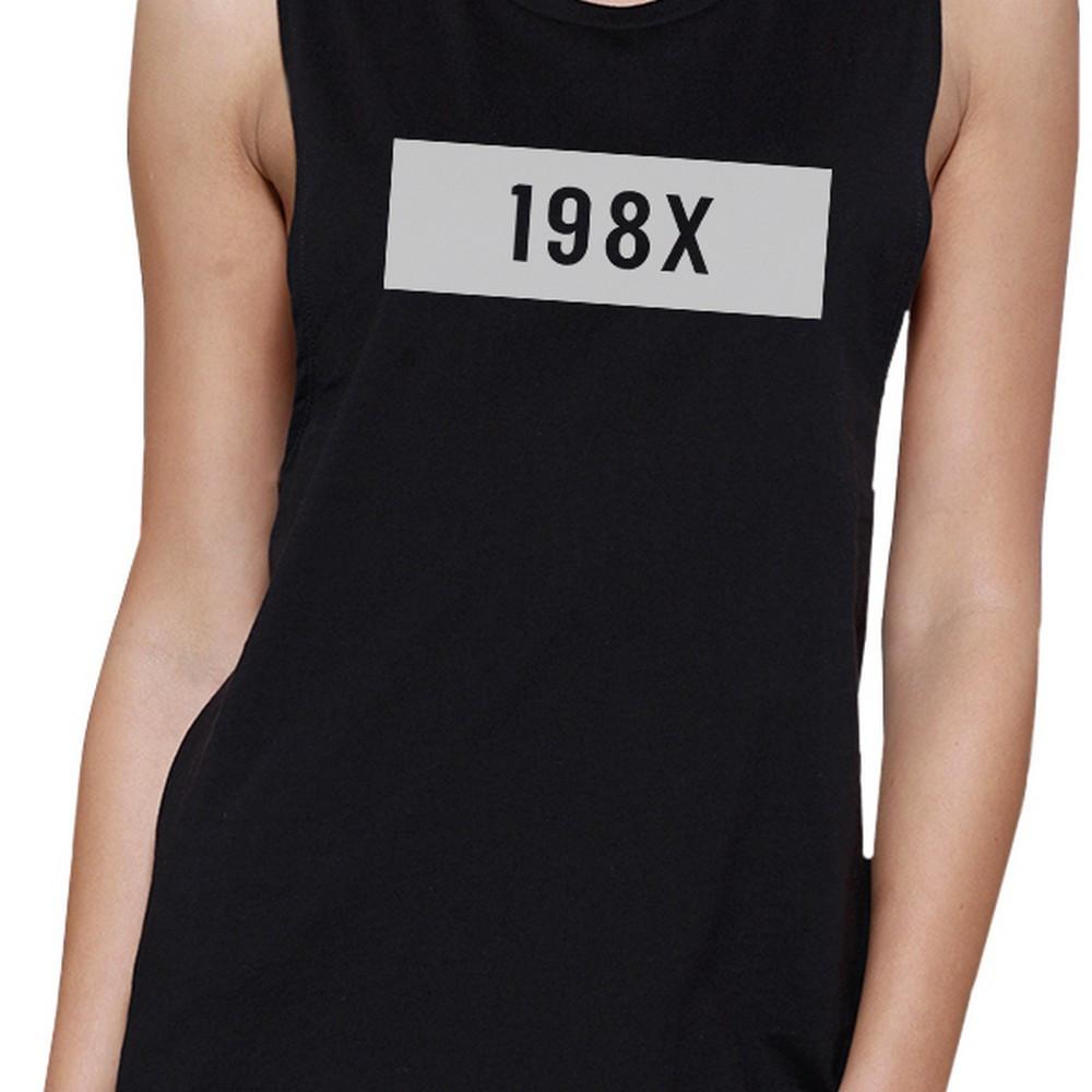 198X Women's Black Cute Design Muscle Tee Unique Graphic Funny Gift