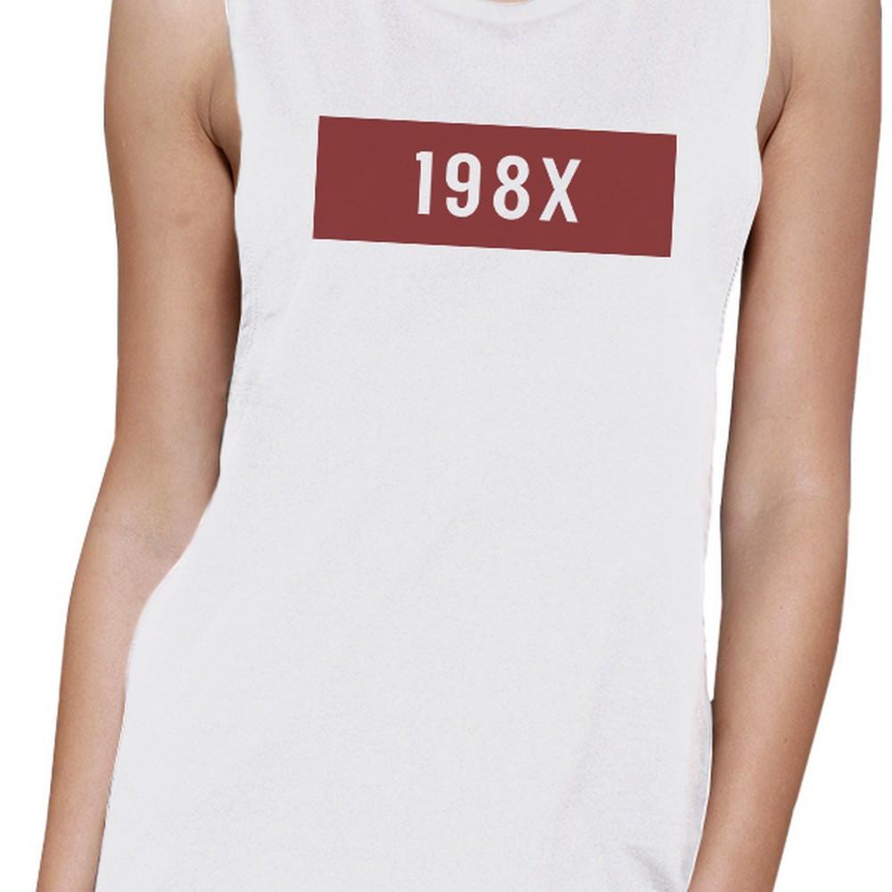 198X Womens White Muscle Tank Unique Graphic Gift Idea For 80s