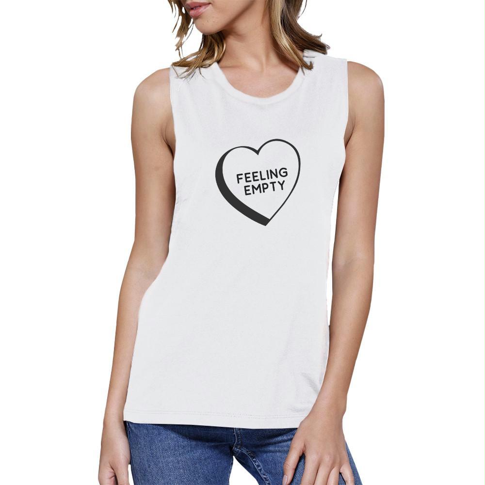 Feeling Empty Heart Womens White Cute Muscle Top Funny Design Tanks