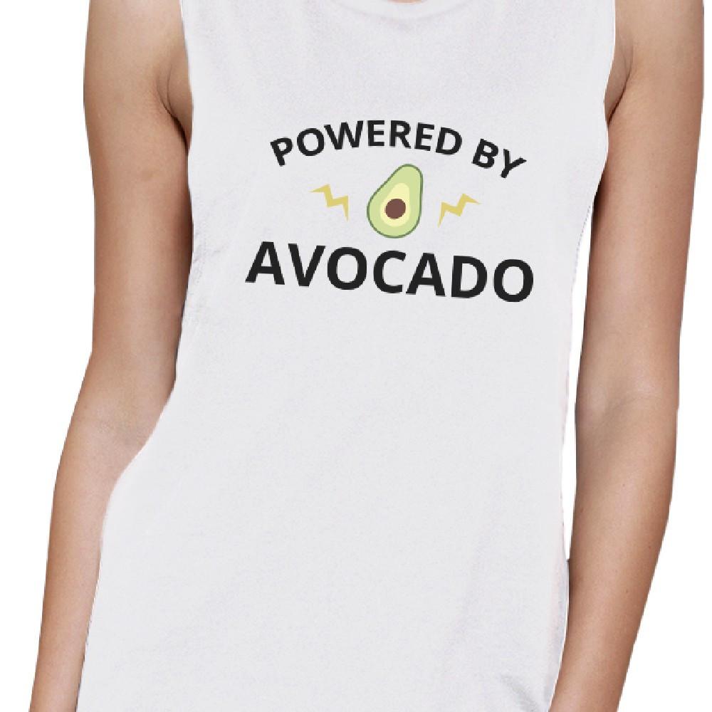 Powered By Avocado White Muscle Tee Gift For For Avocado Lovers