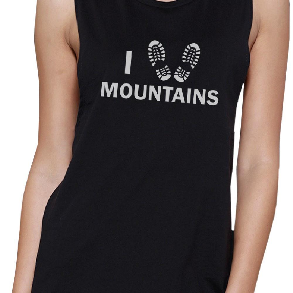 I Heart Mountains Black Muscle Tank For Women Mountain Lovers Gifts