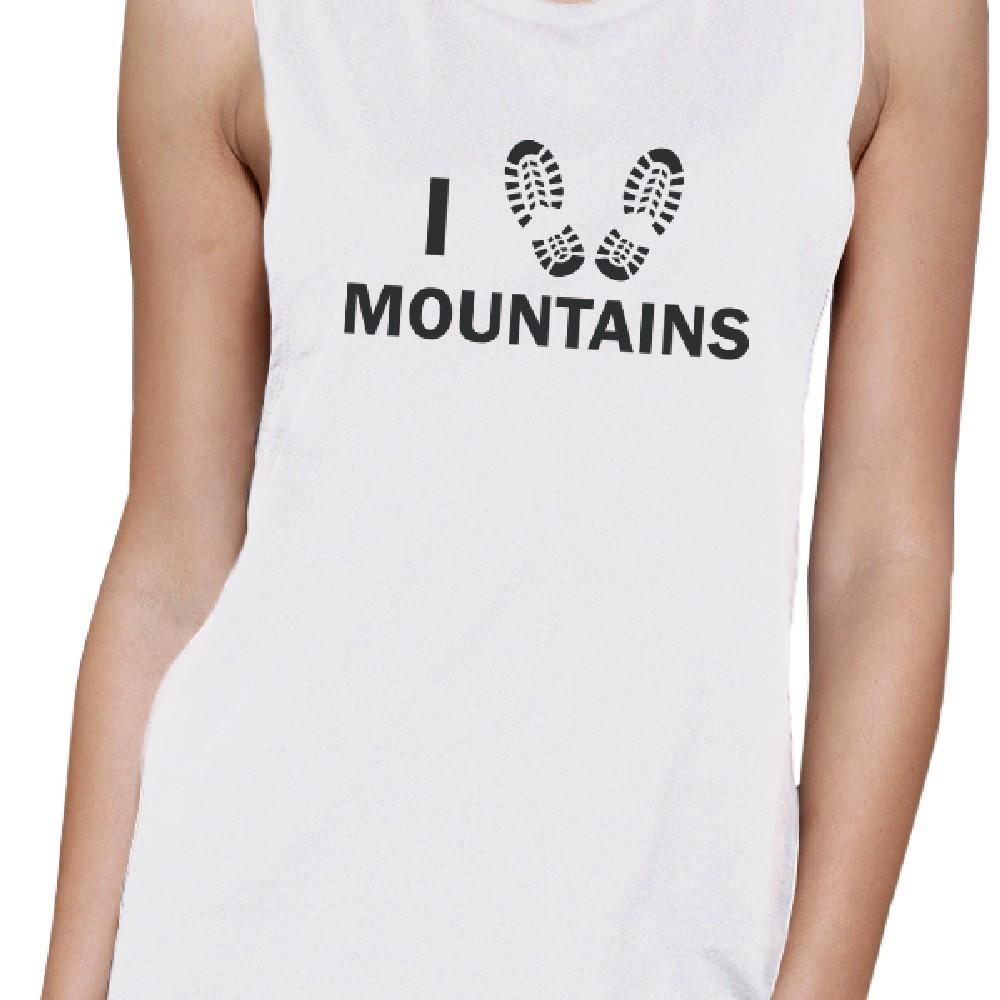 I Heart Mountains Womens White Graphic Tank Top Gift Ideas For Her