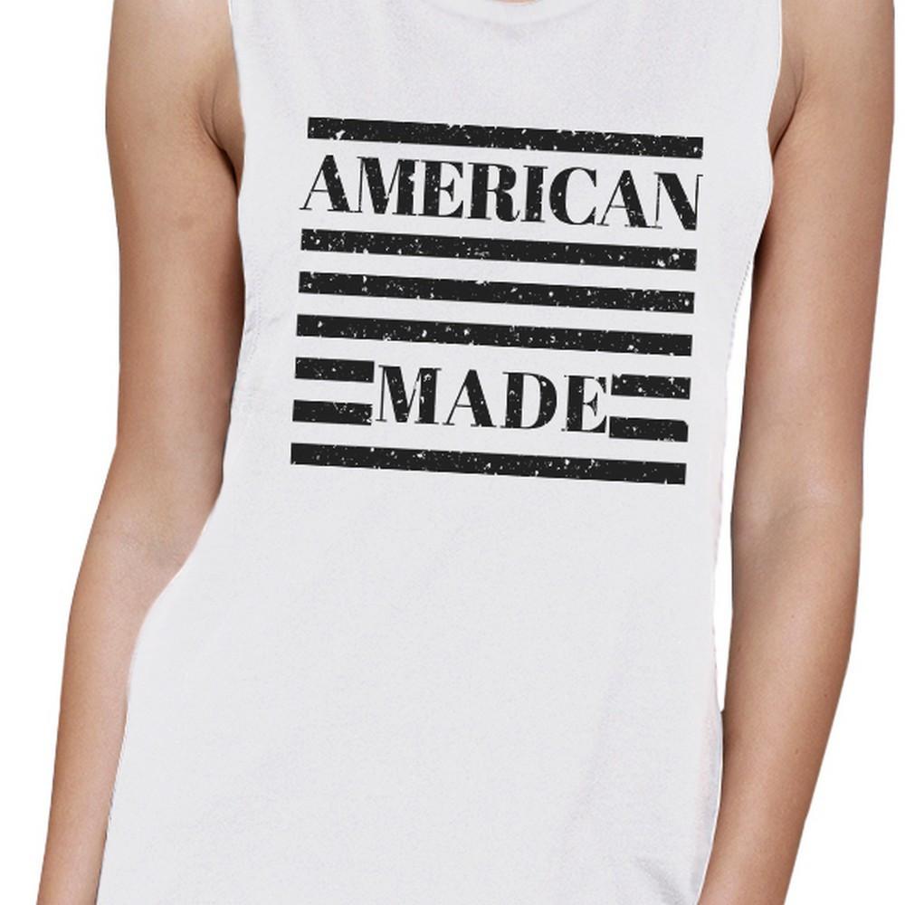 American Made Womens Cotton Muscle Tee Cute 4th Of July Design