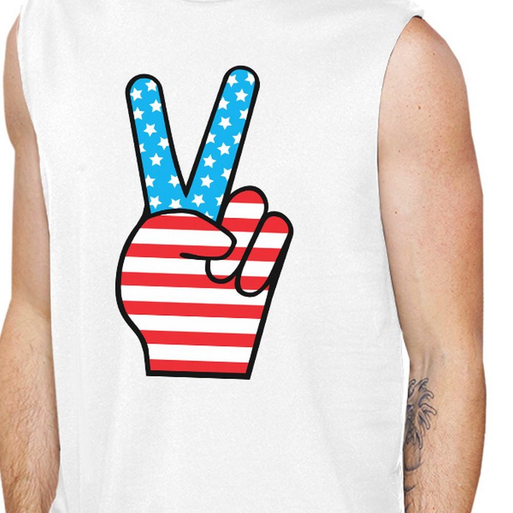 Peace Sign American Flag Unique Independence Day Muscle Top For Him