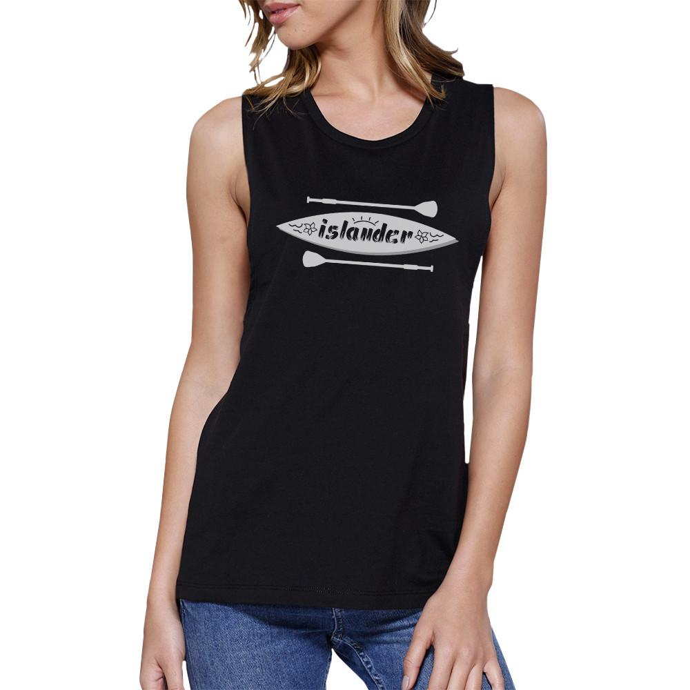 Islander Paddle Board Womens Black Muscle Tee Round Neck Tank Top