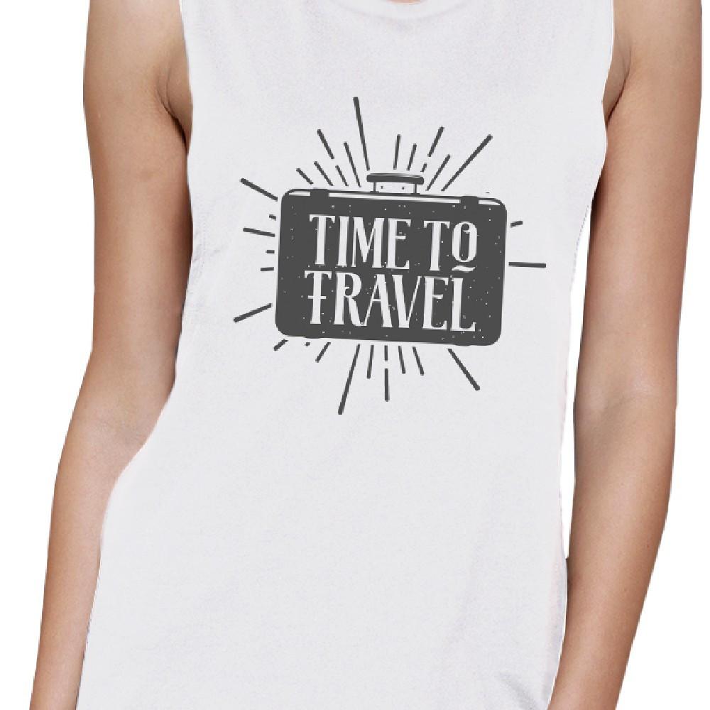 Time To Travel Womens White Muscle Top