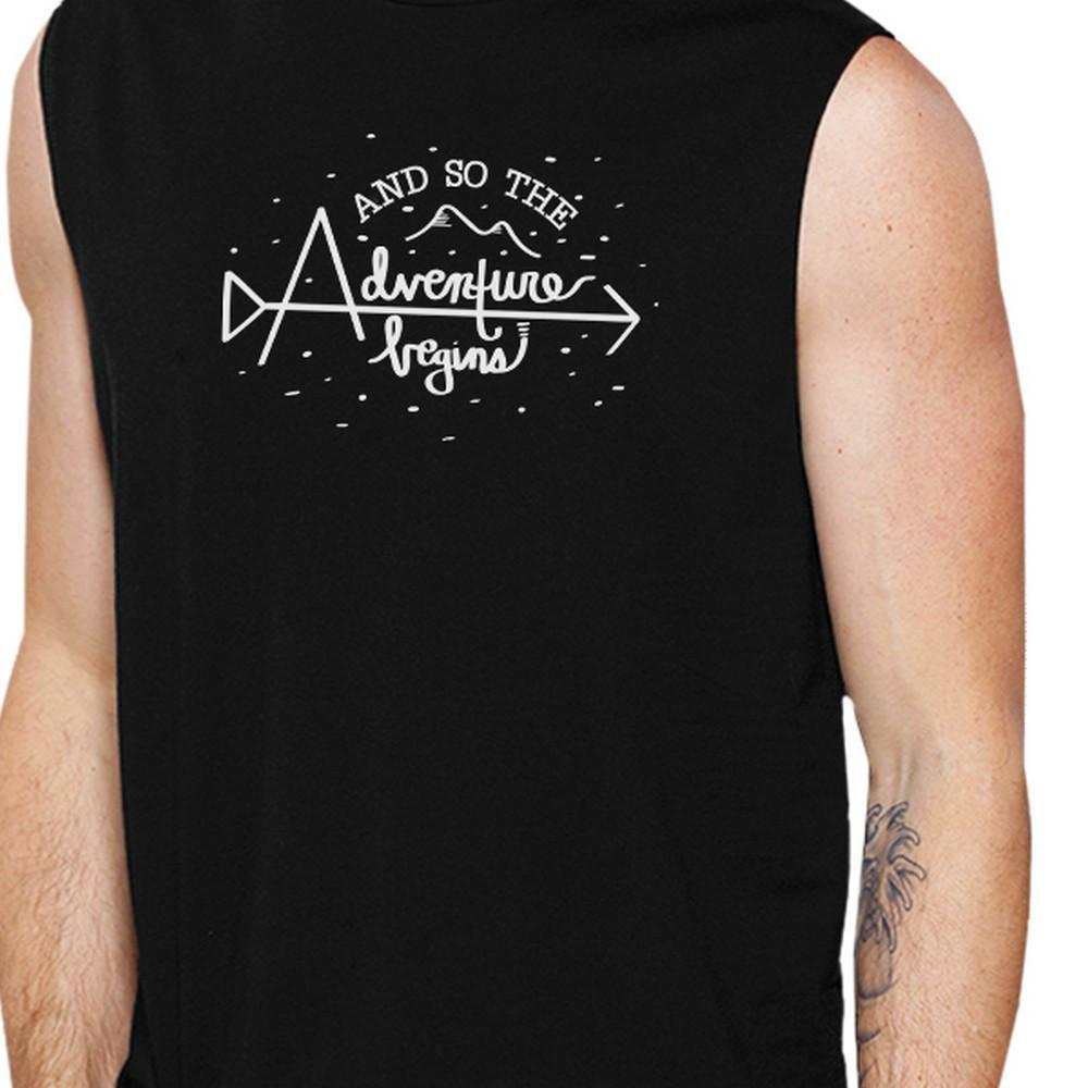 And So The Adventure Begins Mens Black Muscle Top