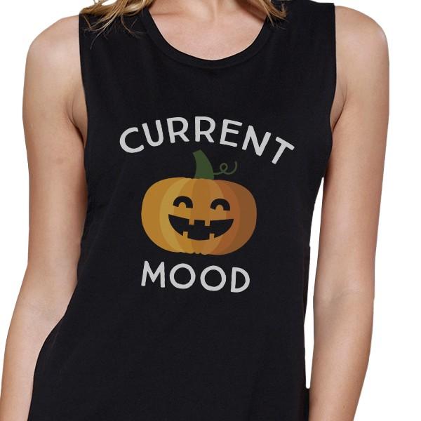 Pumpkin Current Mood Womens Black Muscle Top