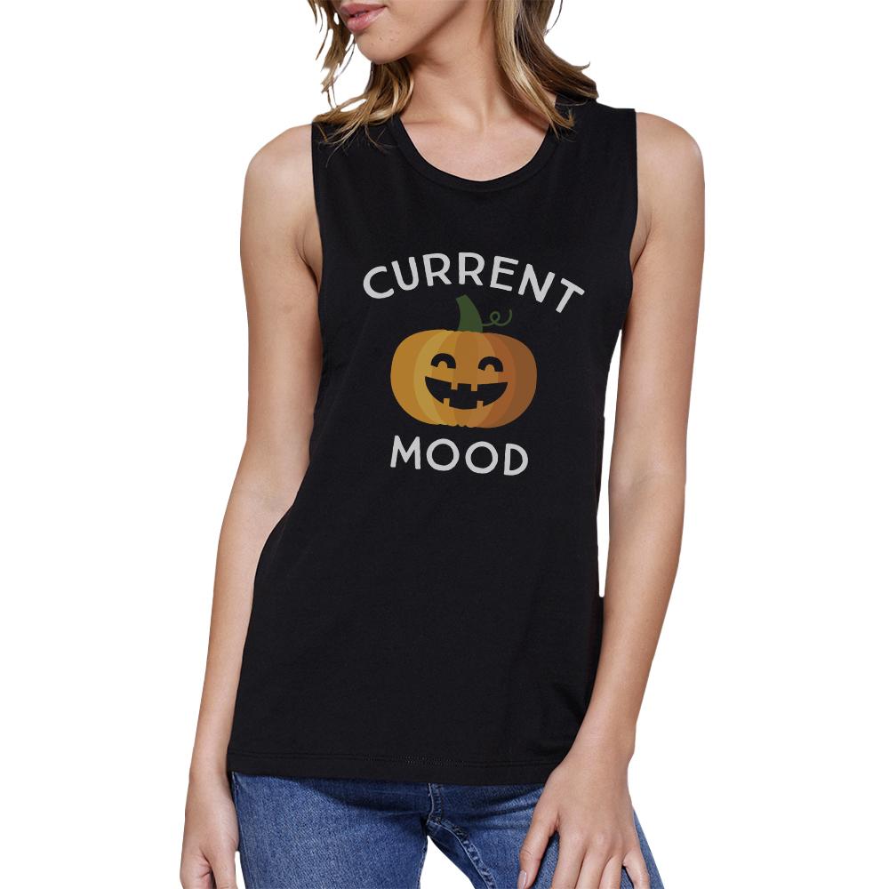 Pumpkin Current Mood Womens Black Muscle Top