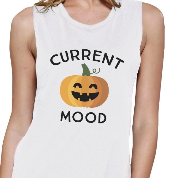 Pumpkin Current Mood Womens White Muscle Top