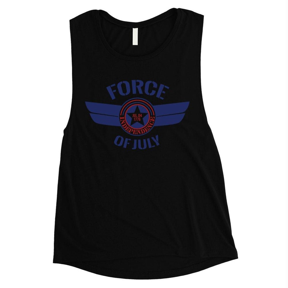 Force Of July Women Racerback Workout Muscle Tee 4th Of July Outfit