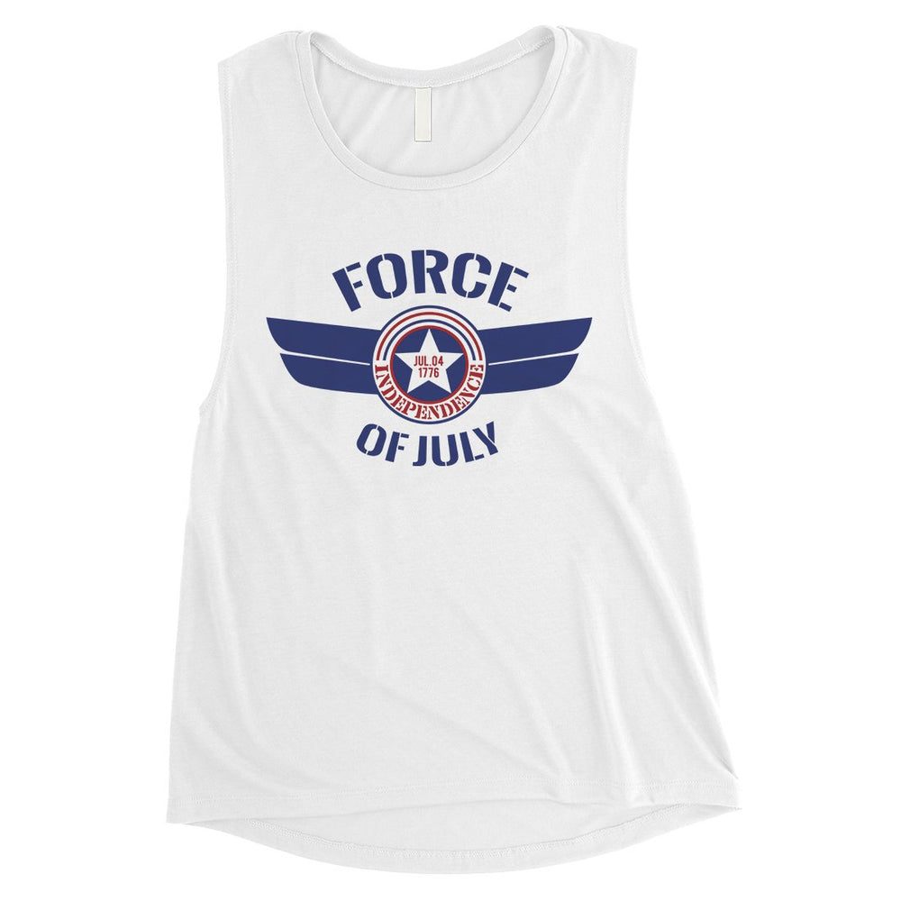 Force Of July Women Racerback Workout Muscle Tee 4th Of July Outfit