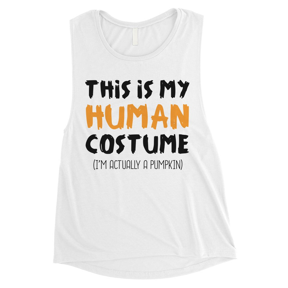 Human Costume Pumpkin Womens Muscle Shirt