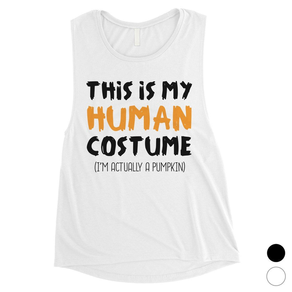 Human Costume Pumpkin Womens Muscle Shirt