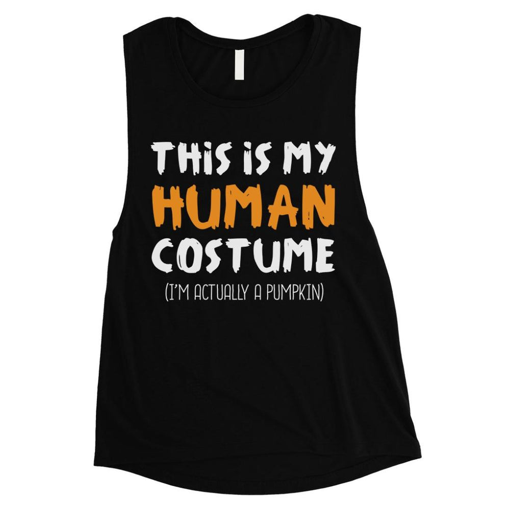 Human Costume Pumpkin Womens Muscle Shirt