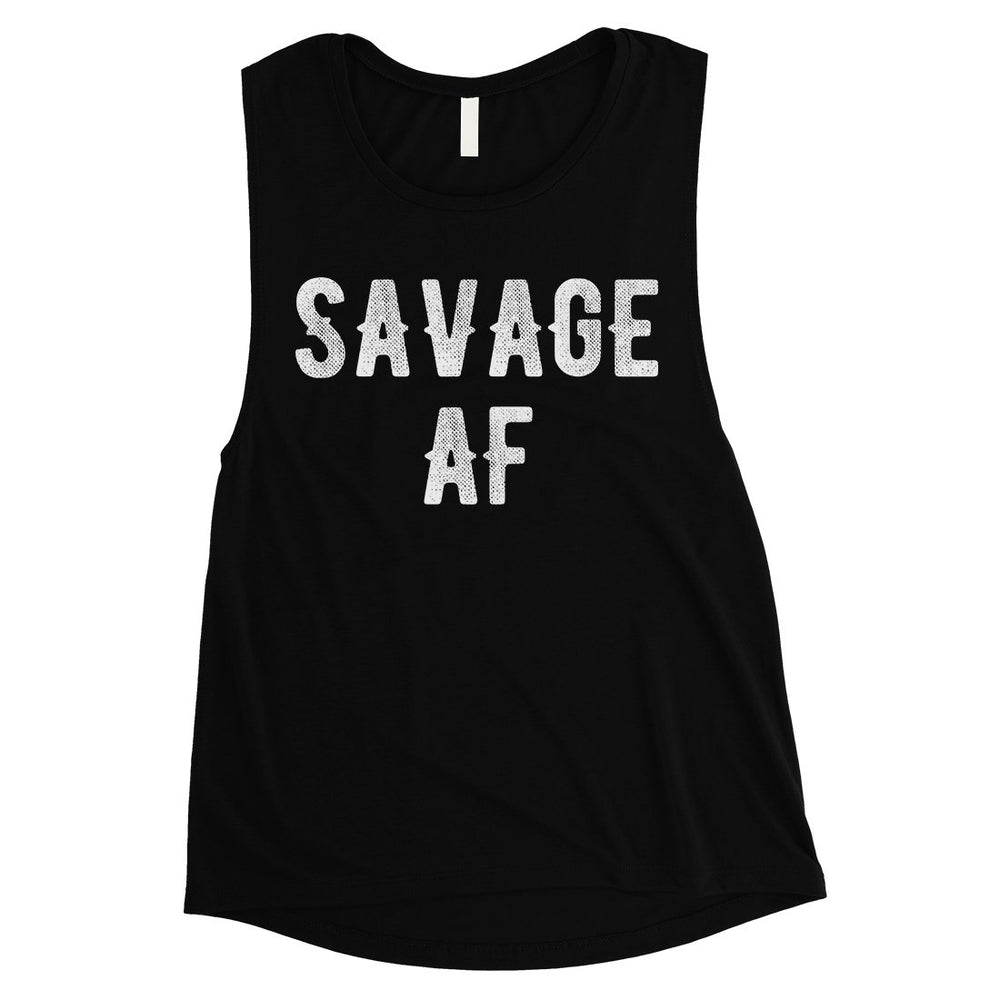 365 Printing Savage AF Womens Funny Saying Workout Tank Top Cute Muscle Shirt