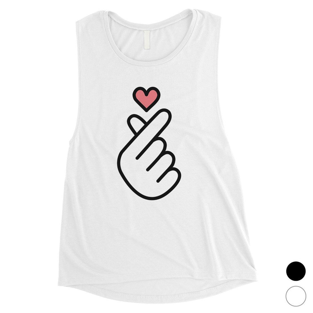 365 Printing Finger Heart Womens Cute Graphic Workout Tank Top Muscle Shirt Gift